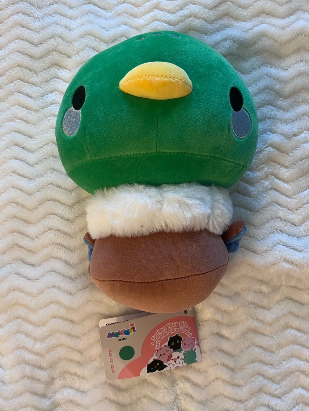 Mewaii Green Duck Plush Stuffed Animal with Brown Body -